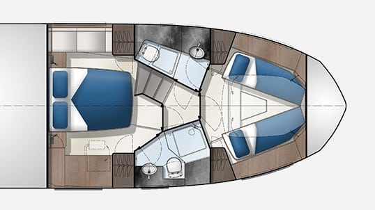 Galeon 400FLY layout cabins